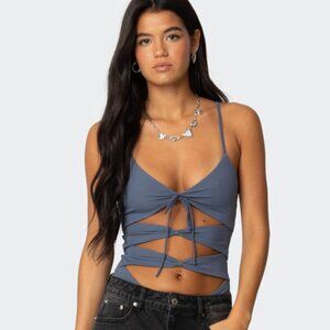 NEW with Tag Edikted Serene Cut Out Bodysuit in Navy Size Medium